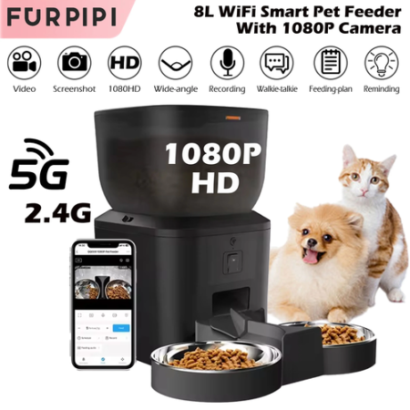 Automatic Cat Feeder With 1080p Camera Video Cat Food Dispenser Pet