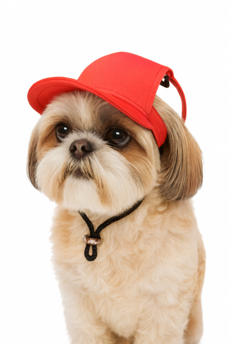 Adjustable Canvas Dog Sun Hat with Ear Holes - Red
